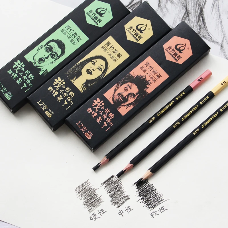 12 шт. профессиональные карандаши на древесном угле 2B|Угольные для эскизов| |