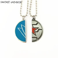 fantasy universe 2psc superhero necklace captain soldier high quality partner couple pendant original design metal jewelry