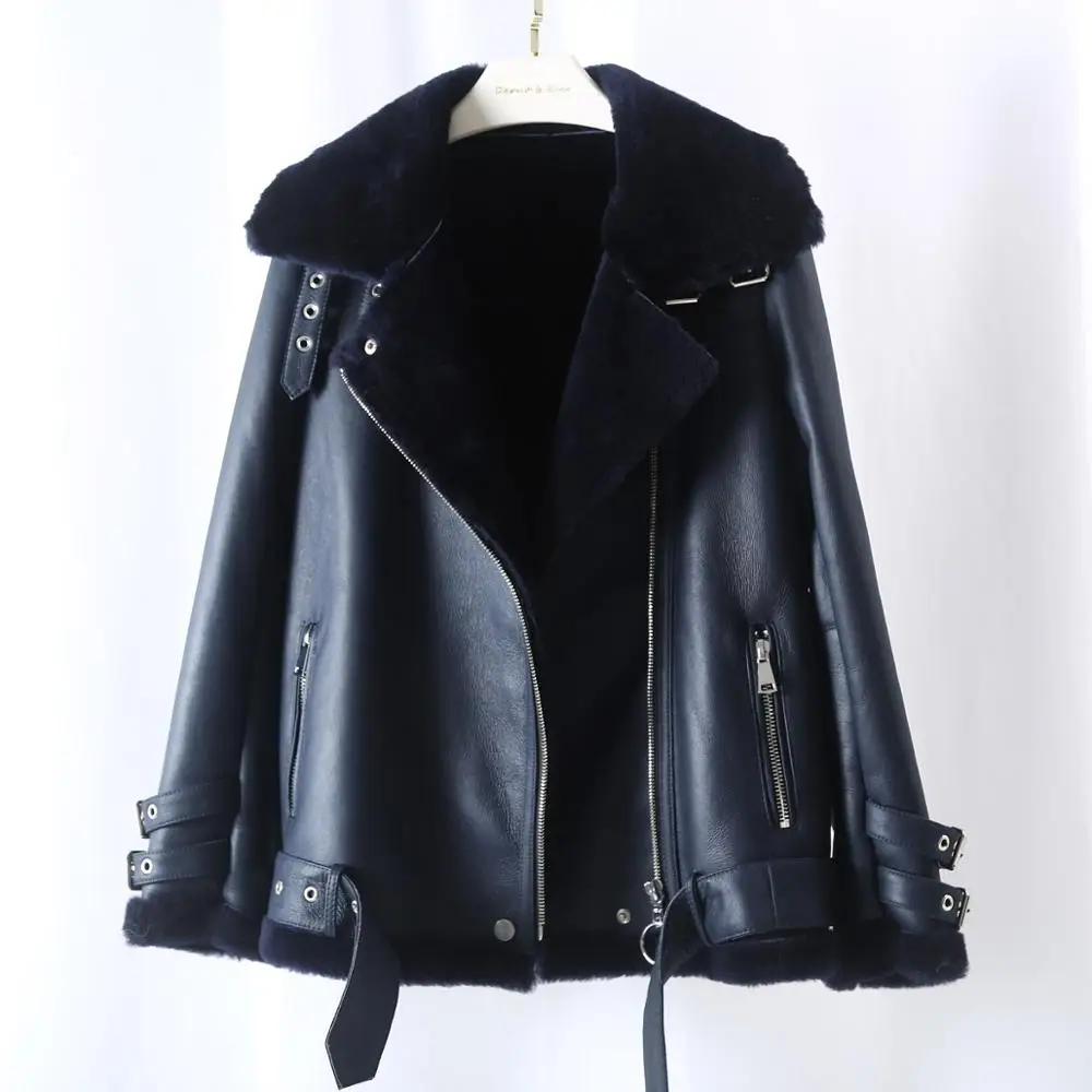 2022 Winter Black Winter Short Jacket Women Real Fur Coat Lamb Natural Women's Coat Sheep Fur Genuine Leat Outerwear Streetwear