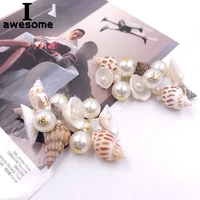 diy new beach shell conch beading bridal wedding party shoes accessories for high heels flats slipper shoe decorations flower