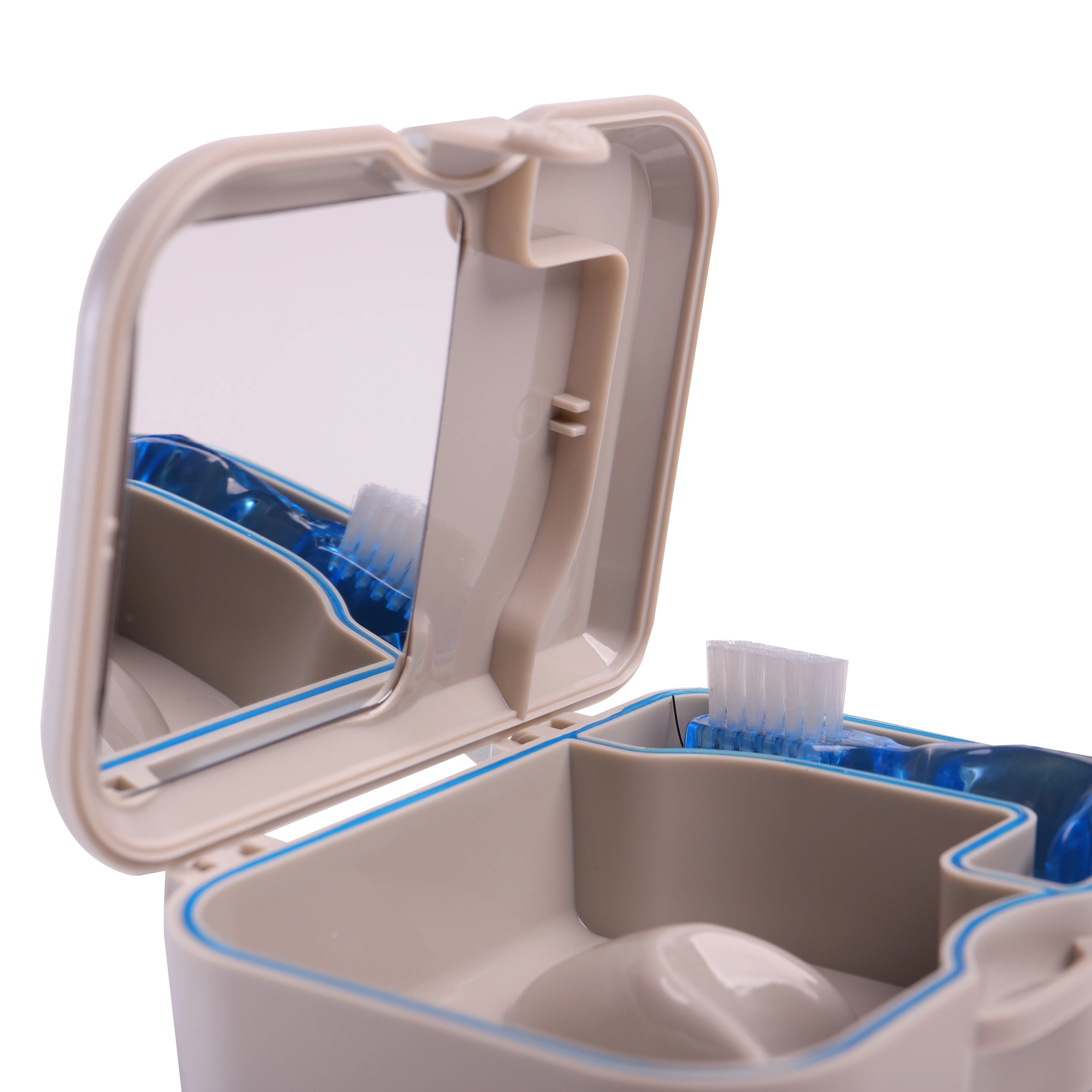 1 комплект пластиковый чехол для зубных протезов с зеркалом и чистящей