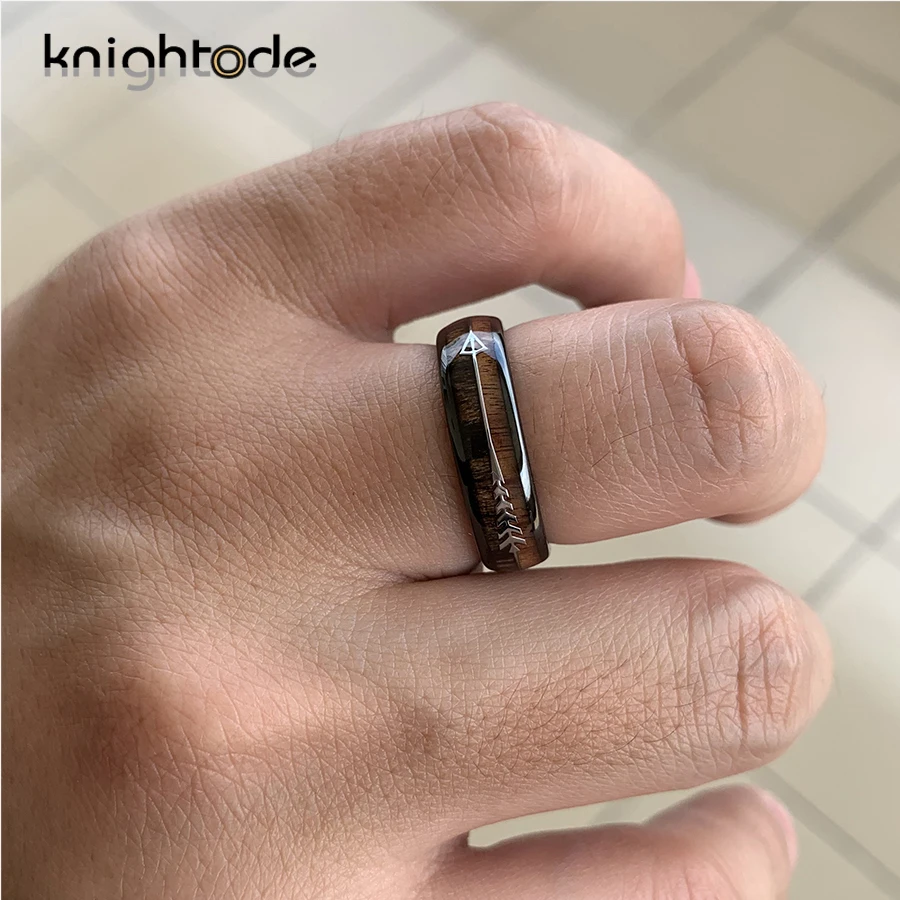 6 мм черный Вольфрам обручальное кольцо стрела из нержавеющей стали/деревянная