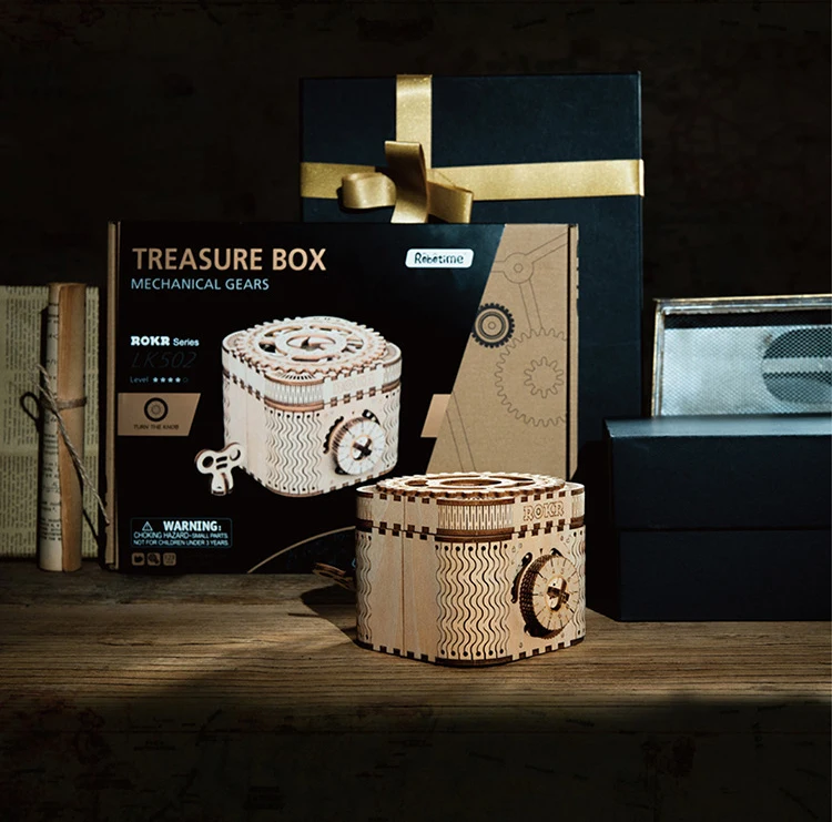 3D Wooden Mechanical Transmission Model Creative Toy Password Box Jewelry Box Perpetual Calendar Pendulum Birthday Gift