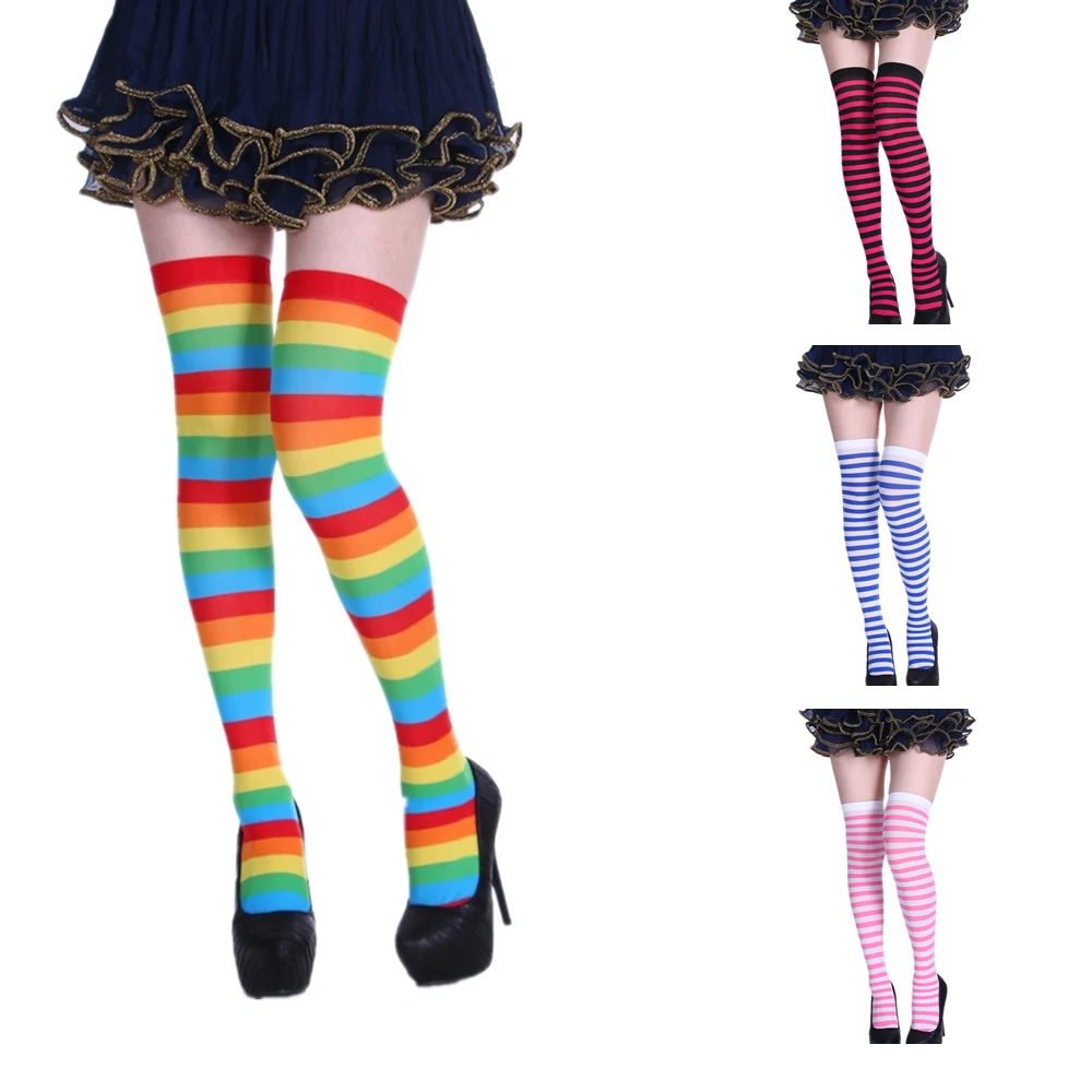 Лидер продаж хлопковые чулки выше колена для женщин пикантные Модные Полосатые