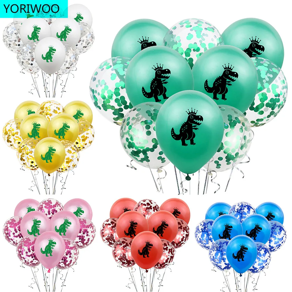 

10pcs Happy Birthday Balloon Confetti Air Balloons Dinosaur Party Supplies Baloons Boy 1st Birthday Party Decorations Kids Dino