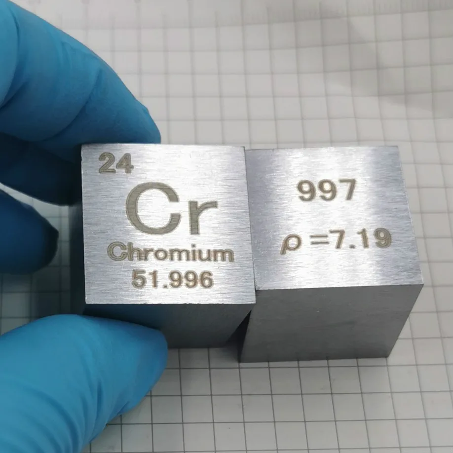 

Chromium metal in the periodic table- Cube Side length is one inch (25.4mm) and weight is about 120g 99.7%