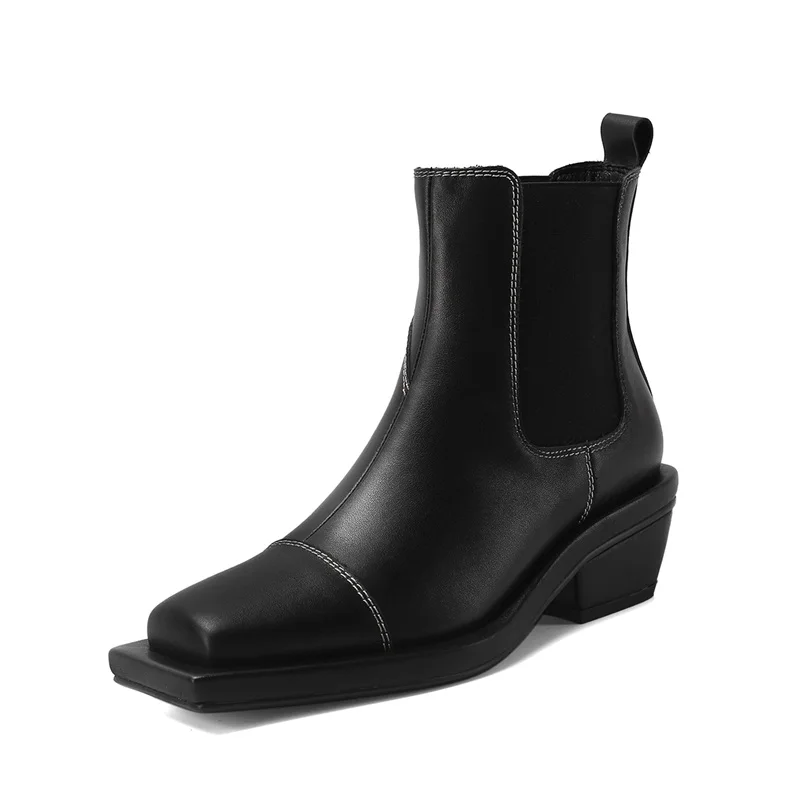 

New 2021 Brand Genuine Leather Women Ankle Boots Black Brown Dress Party Casual Shoes Woman Riding Short Boots Big Size 34-42