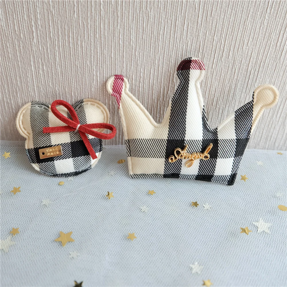 

10PCS Classic Plaid Crown Applique Cartoon Animal Cloth Padded Patches For Craft/Clothes/Hairpin/Wedding DIY Decoration A-01