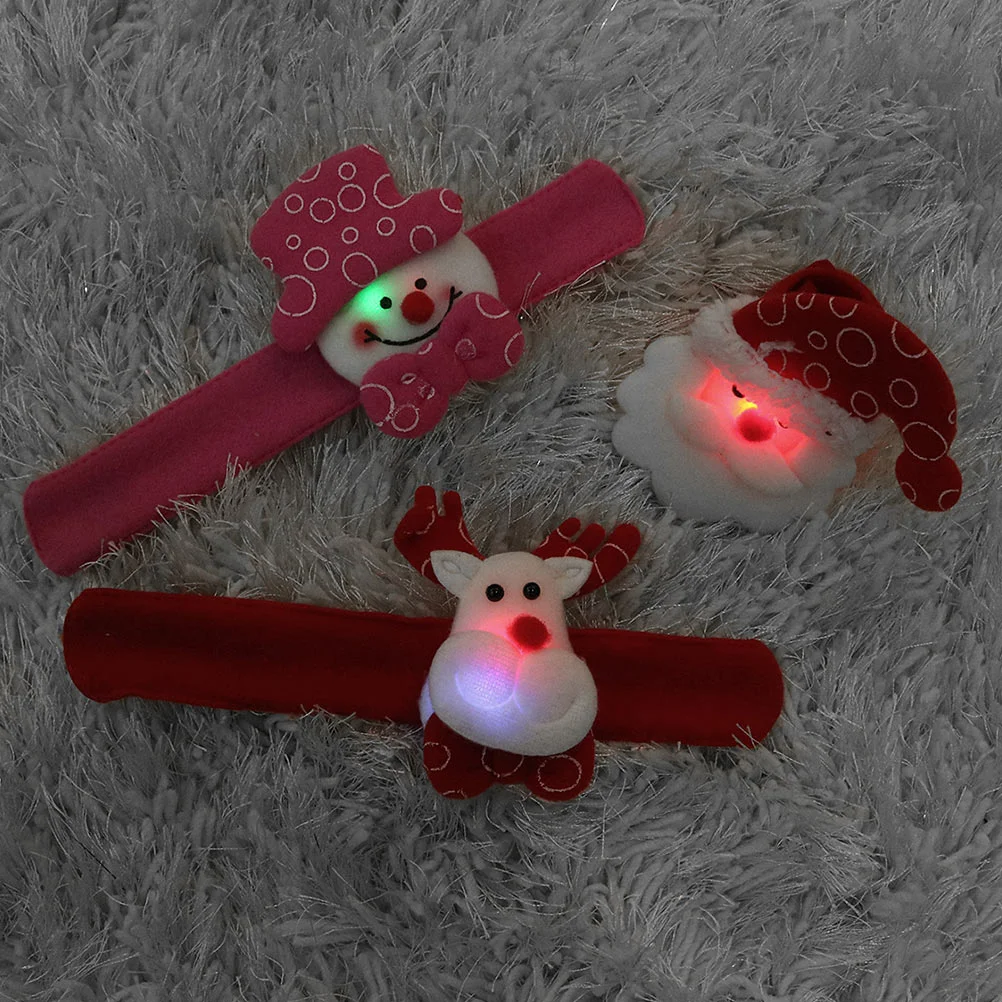 

4Pcs Cloth Xmas Elements Design Slap Bracelets Xmas Slap Bands Wrist Decors