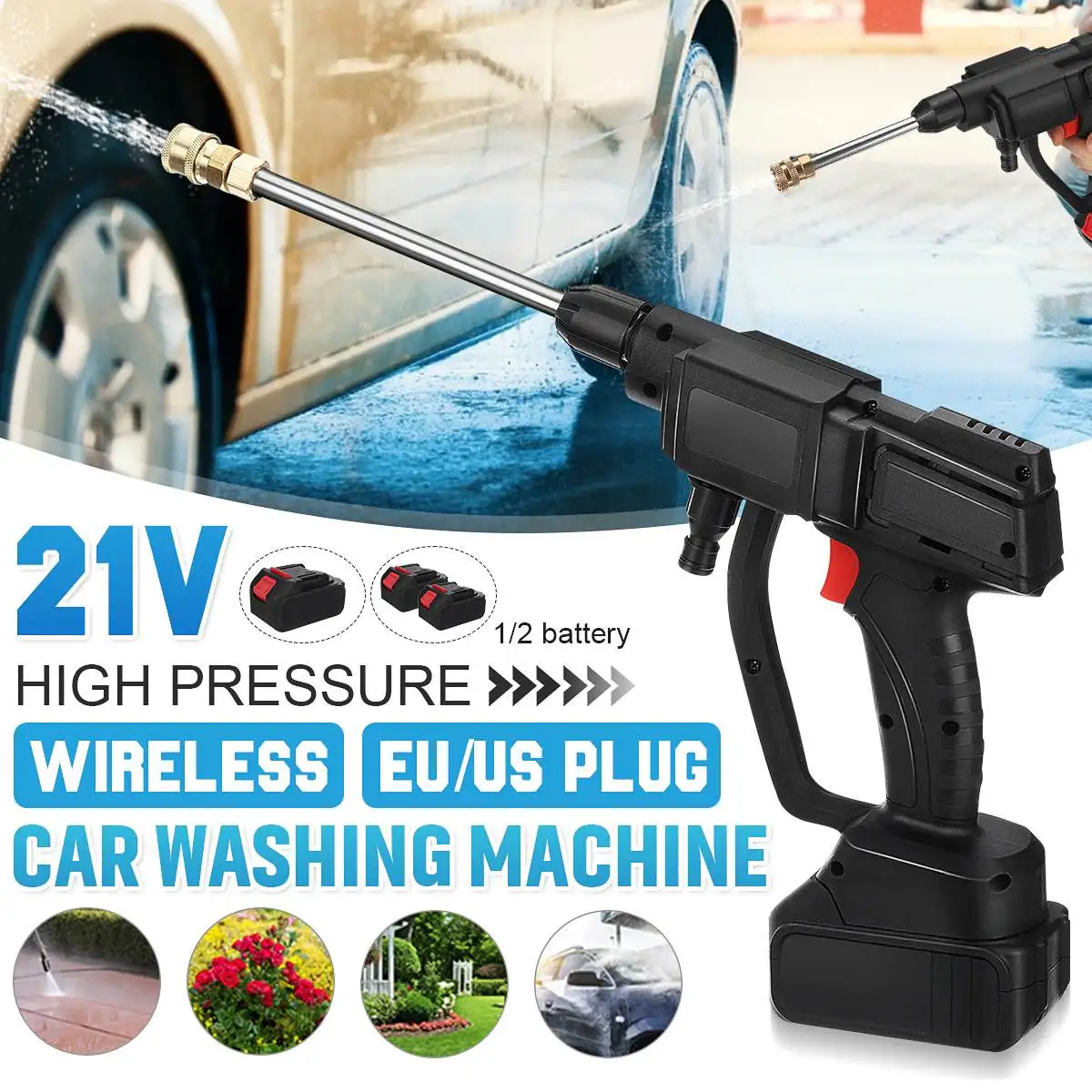 

21V Cordless High Pressure Car Wash Water Gun Portable High Pressure Cleaner Car Washer Parkside Machine For Makita 18V Battery