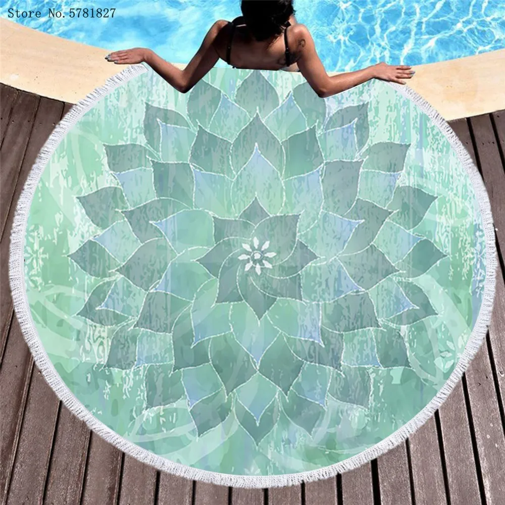 Круглое пляжное полотенце с бахромой Будды матовая ткань для йоги и плавания