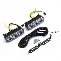 accessories daytime running lights car fog lamp turn signal whiteamber 2pcs 3 led parts