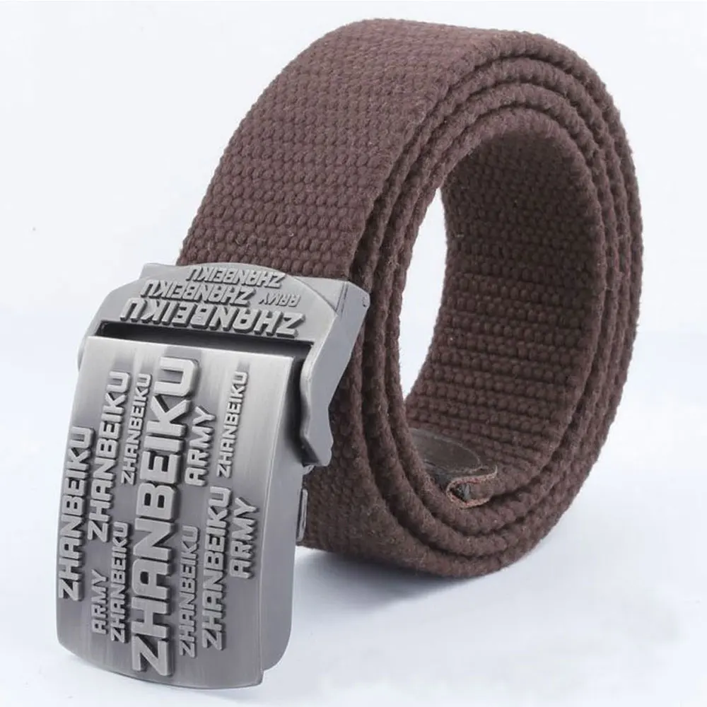 Style3 Coffee Мужской ремень, уплотненный холст, Нью-Йорк щит, ремни, военный пояс, армейский тактический ремень, высокое качество, ремень 110, 140 см, 10 цветов - Цвет: Style3 Coffee