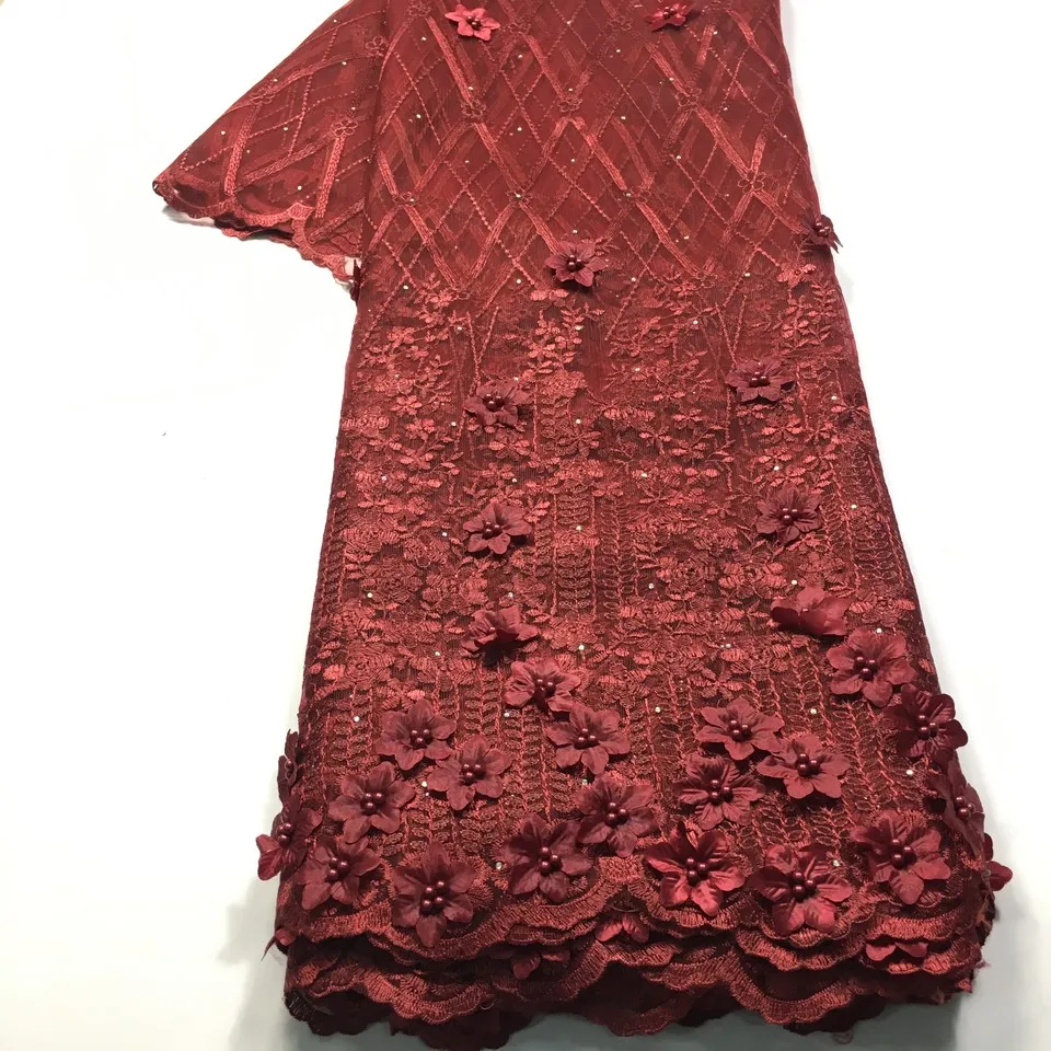 Африканская кружевная ткань с 3D цветами 2021 высококачественное кружево бисером