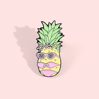 pineapple bikini fruit brooch bag clothes backpack lapel enamel pin badges alloy jewelry gift for friend women accessories