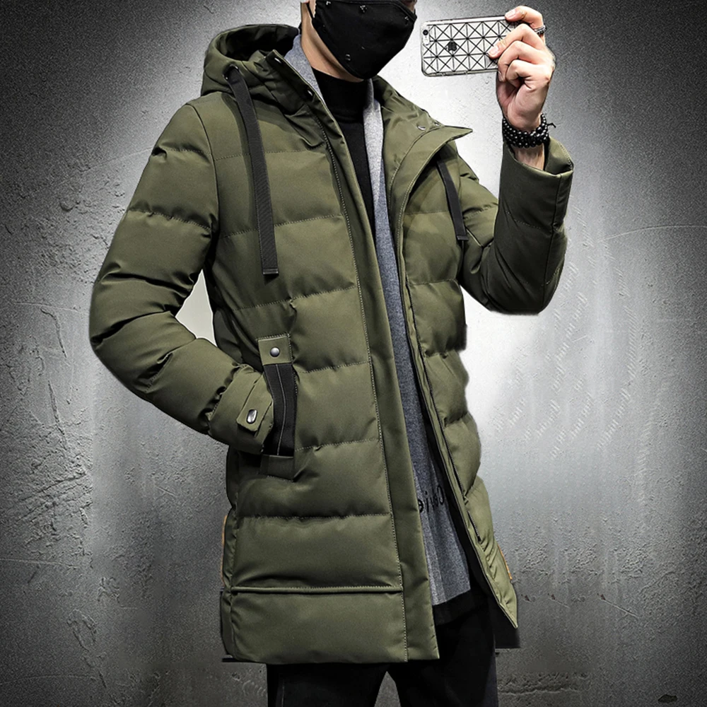 

Winter Jacket Men Long Parka Hooded Thick Warm Coat Men Autumn Outwear Fashion Jacket Puffer Jacket Solid Color Plus Size 4xl