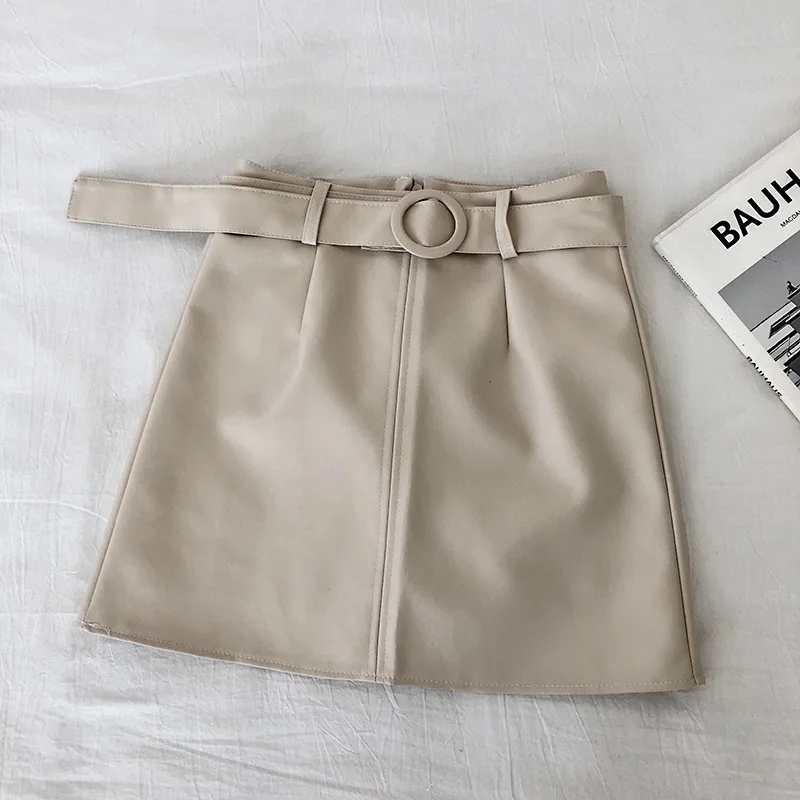 Msfancy кожаная женская мини юбка с завышенной талией Твердые Цвет Pu трапециевидной