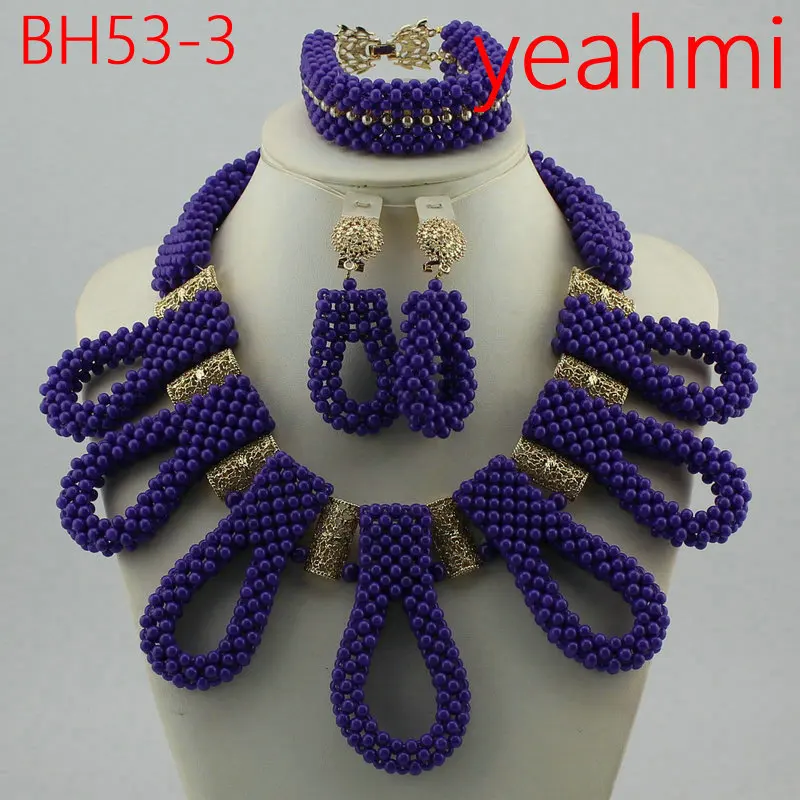 

Free Shipping Fashion Nigerian Wedding African Bead Jewelry Set Crystal Necklace Set Party Wedding Dubai Jewelry Set BH53-1
