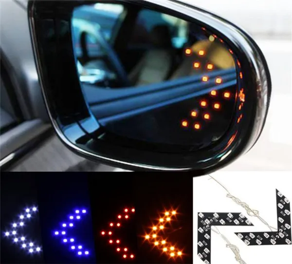 2 предмета 14 SMD СВЕТОДИОДНЫЙ стрелка Панель для автомобиля зеркало заднего вида