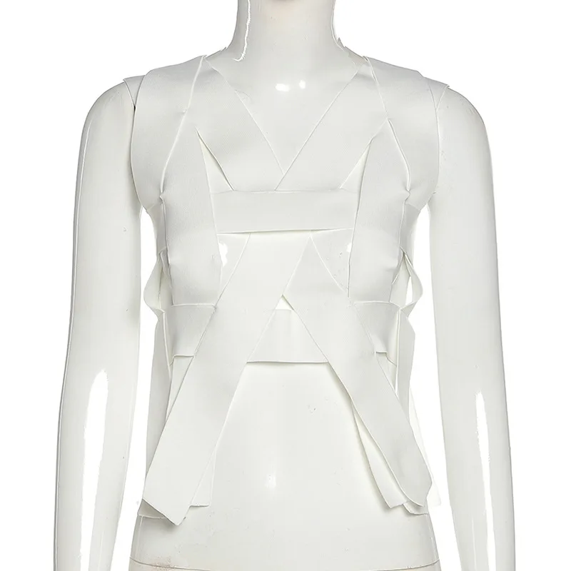 

Summer Hollow Out Sexy Backless Crop Tops for Women Hot Streetwear Skinny Party Night Clubwear Female Tank Tops High Stretch