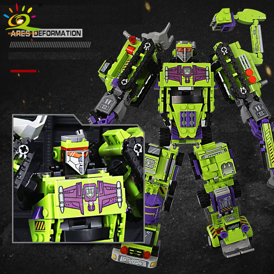 HUIQIBAO 709 шт 6в1 Разрушитель трансформации Робот строительные блоки инженер меха