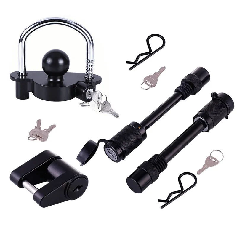 Черный замок зацепки прицепа с 3 упаковками запираемый 5/8 &quotи 1/2&quot