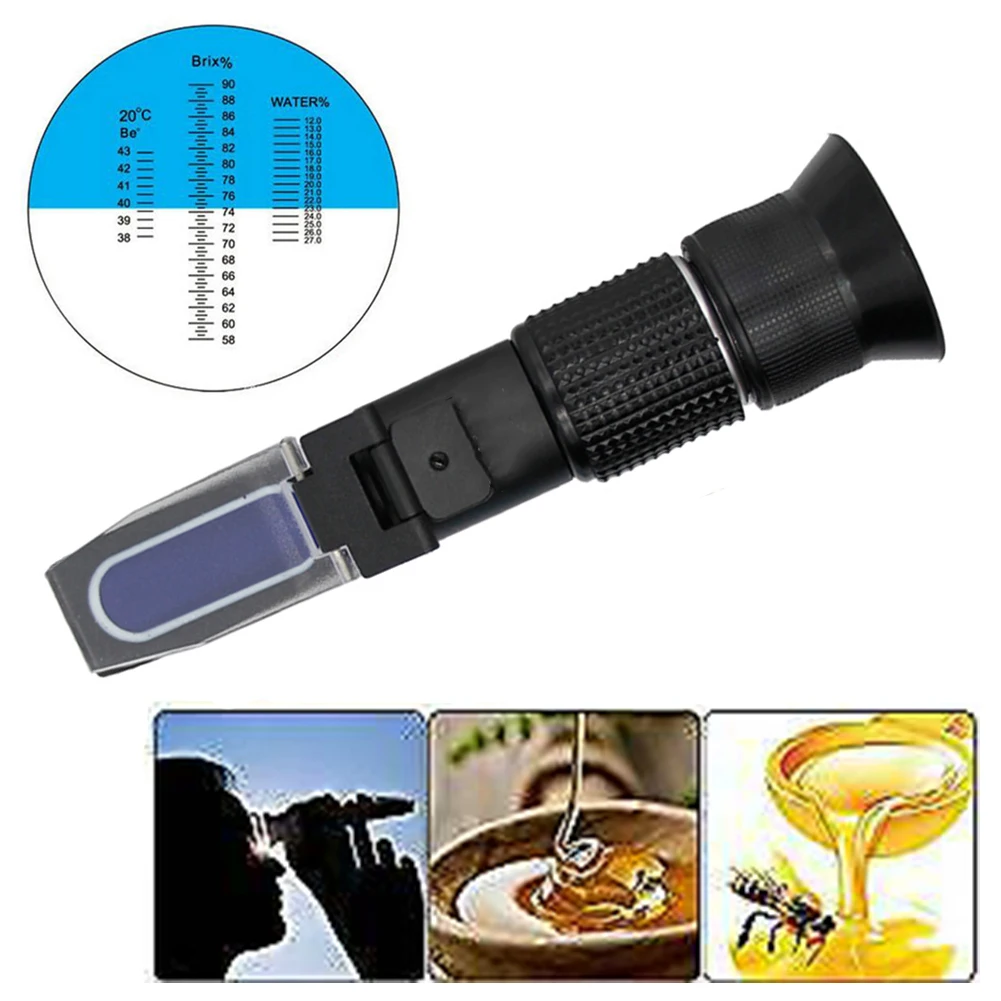 

Multifunction Moisture Water Sugar Content Fruit Handheld Honey Refractometer Temperature For Beekeepers Brix 58-92% With ATC