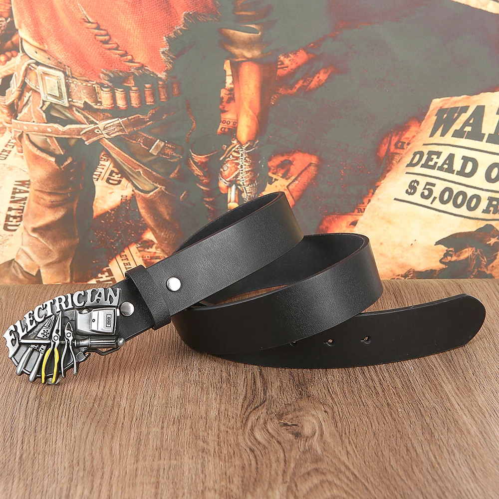 

Western cowboy zinc alloy tool buckle leather belt men's gift