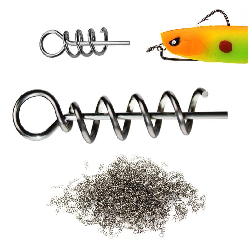 

20-100pcs Stainless Steel Spring Lock Pin Crank Hook Fishing Connector Swivels&Snap Soft Bait Accessories Pesca Soft Lure Tackle