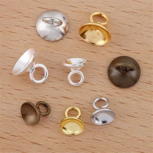 50 шт. медных шапок для бусин BASEHOME, позолоченныеСеребристыеантичные бронзовые подвески с круглыми бусинами, фурнитура для ожерелья ручной работы