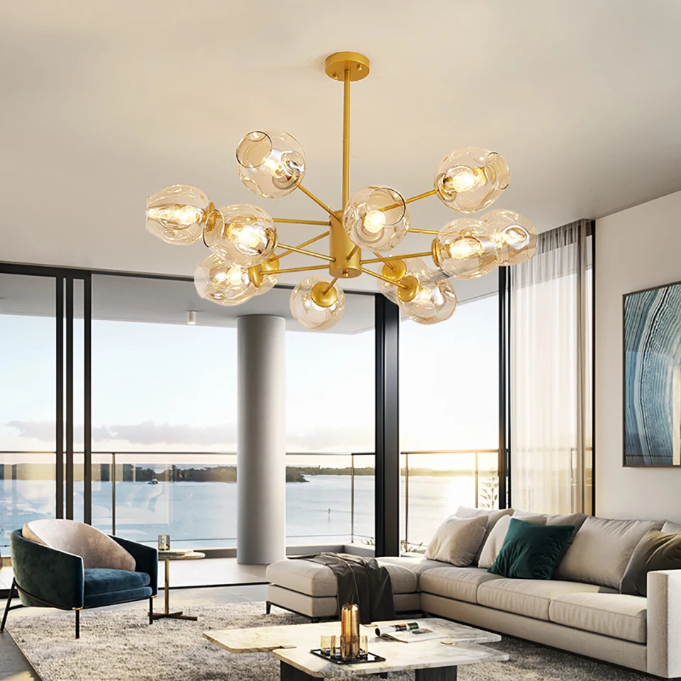 

Modern Creativity Led Glass Chandelier Loft Living Room Bedroom Interior Suspended Lamp Kitchen Home Decoration Lighting Lustre