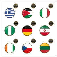 national flag glass cabochon brooches greecejordanitalynigeriagermanyiranczech republiclithuania collar pins for gift