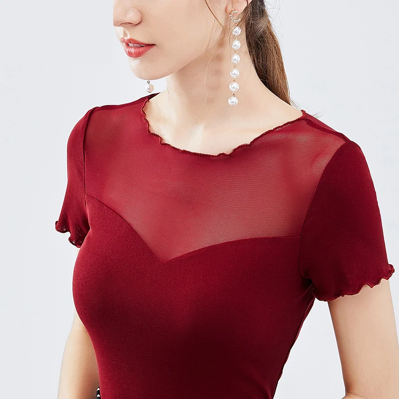 Женские топы для латиноамериканских танцев взрослых новая сексуальная сетчатая