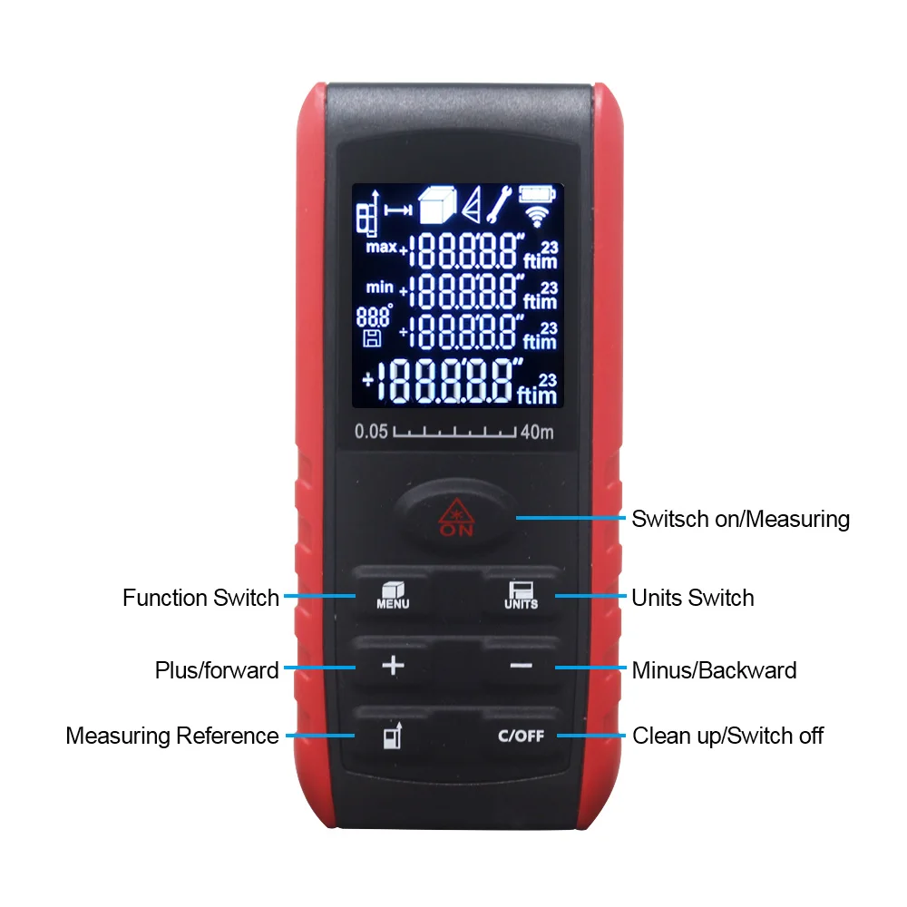 Ручной лазерный дальномер цифровой измеритель площади объема Измеритель угла 40