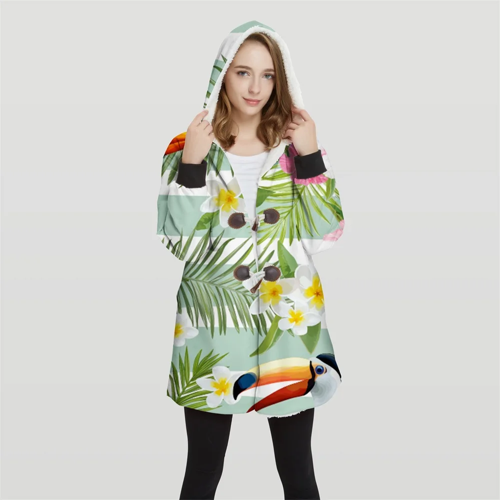 

Woman's Plus Size 3D print animal Print Convertible Hoodie jackets 100% Polyester Tops soft jacket woman customer design WY27