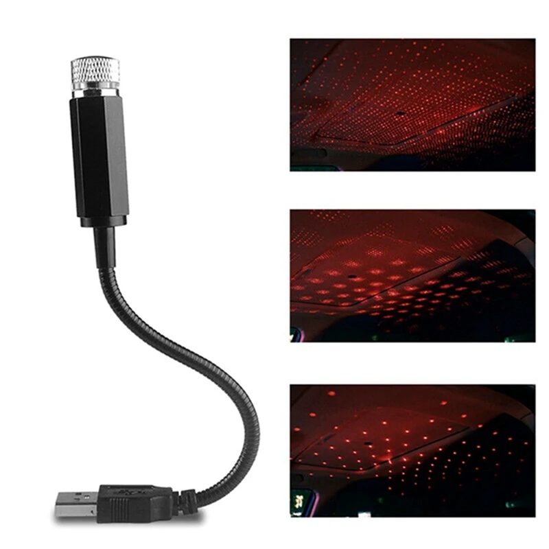 

2Pcs Car Roof Star Lights USB Galaxy Projector Adjustable Car Interior Ceiling Led Light Portable Atmospheres Decoration Lamp