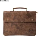 Дизайнерский портфель для мужчин, брендовая кожаная сумка-тоут, мужская деловая офисная сумка, Женская винтажная Сумка для документов, однотонные коричневые 2022