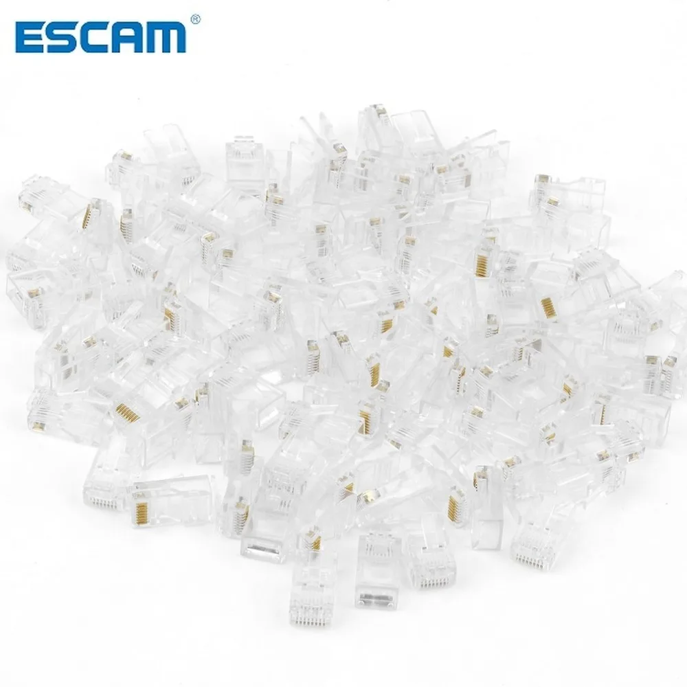 ESCAM 100 шт./компл. универсальная кристальная головка RJ45 CAT5 CAT5E модульная вилка