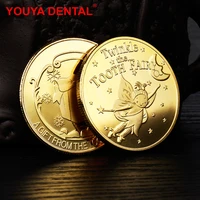 10pcs dental commemorative coin tooth fairy gold plated metal coins kids teeth change souvenir christmas dentistry dentist gifts