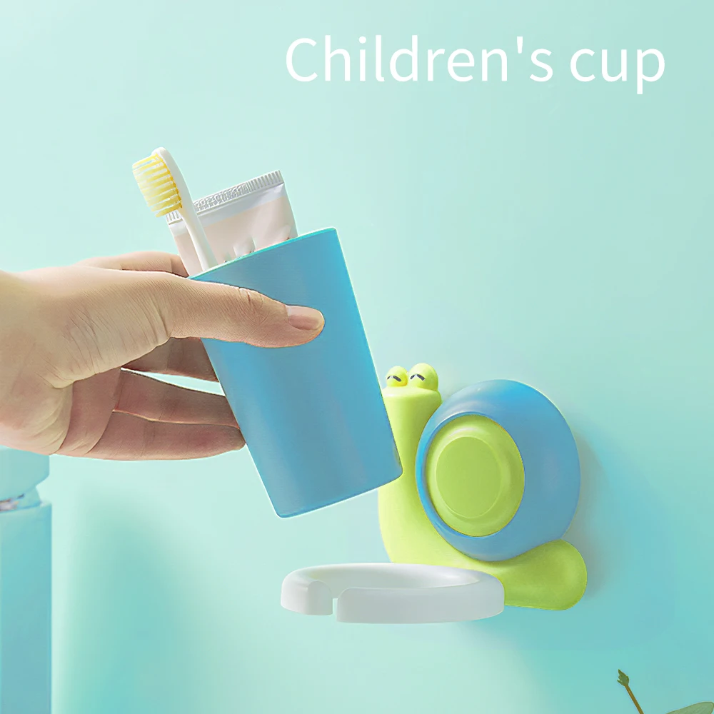 

Children's Toothbrush Cup Holder Baby Wall-mounted Shelf Mouthwash Cup Cartoon Cute Wall-mounted Toothbrushing Cup Wash Set