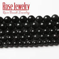 a natural black obsidian stone beads for jewelry making round loose beads diy bracelet accessories 6 8 10 12 14 16mm 15 strand