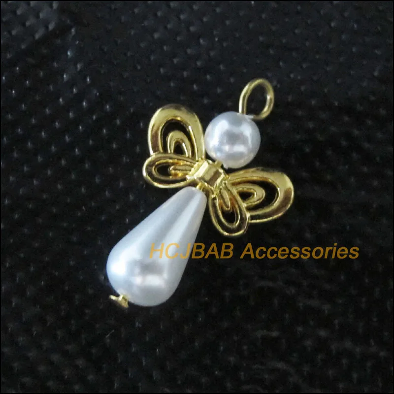 15 шт. цвета: золотистый Цвет Крылья белые бусины Танцы амулеты ангелы Подвески