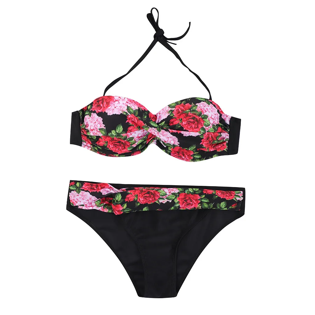 Женский купальник с цветочным принтом CHAMSGEND Пляжная пляжная одежда высокой