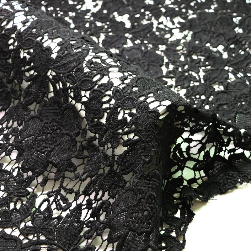 Черное бордовое цветочное вышивка химическое кружево Материал платье Свадебные