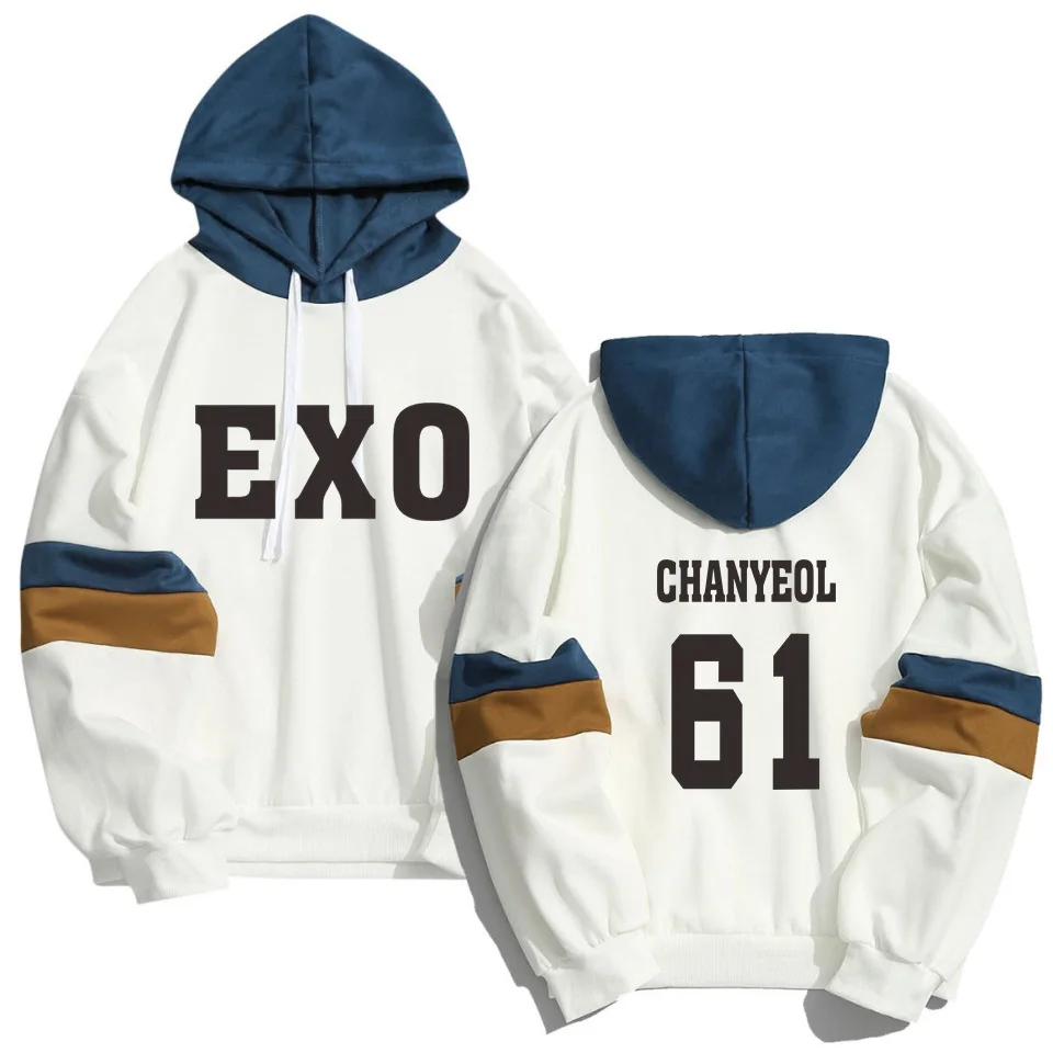 Мужские и женские толстовки с капюшоном Kpop EXO Design пуловер уличная одежда в стиле