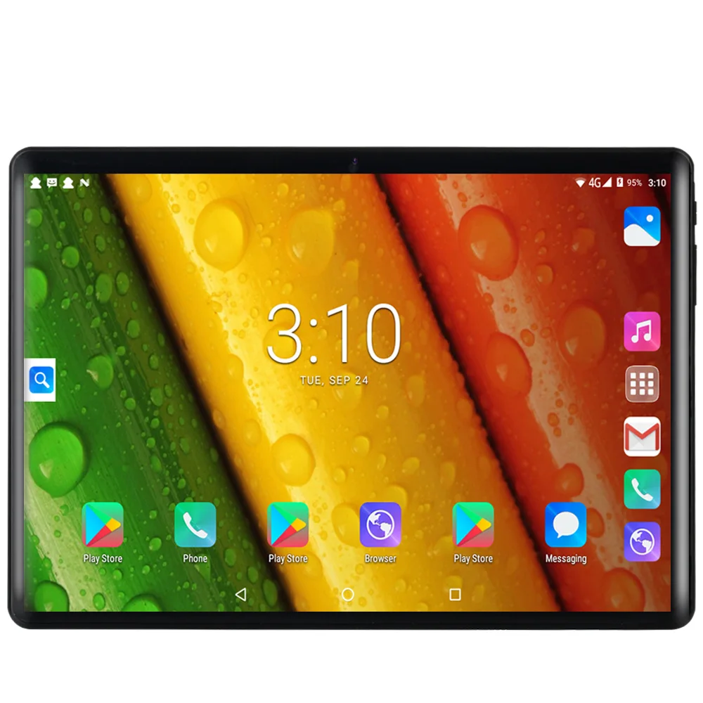 Планшетный ПК 10.1 с дисплеем из закаленного стекла 2.5D, 3G-телефоном и операционной системой Android 7.0, быстрым четырехъядерным процессором, 32ГБ памяти, двумя SIM-картами, Wi-Fi, Bluetooth и поддержкой LTE.