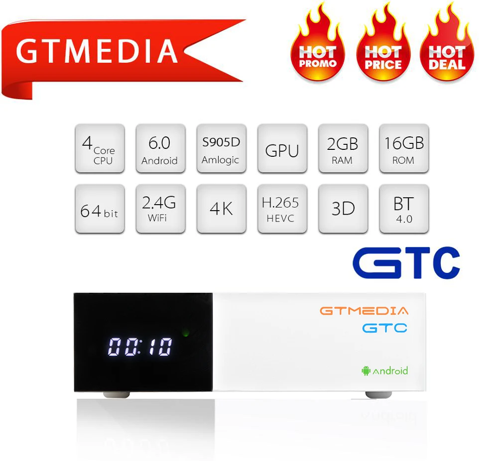 GTMEDIA GTC DVB T2 S2 C ISDB T декодер ТВ DVBT2 тюнер android BOX Поддержка Клайн M3u Смарт Декодер