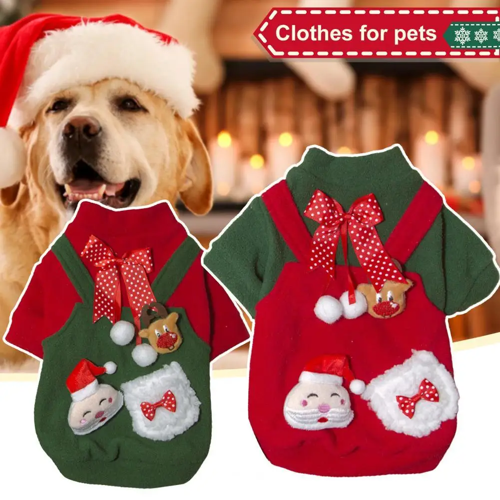 

Pet Pullover Christmas Series Decor Keep Warmth Skin-friendly Cartoon Pet Dogs Cats Sweatshirt Costume for Winter