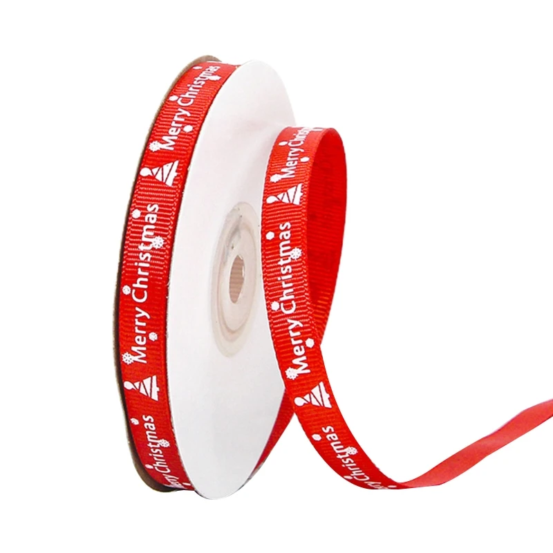 

10 Rolls 25 Yards Merry Christmas Printing Red Green Grosgrain Ribbon Roll for DIY Crafts Gift Wrapping Xmas Decoration
