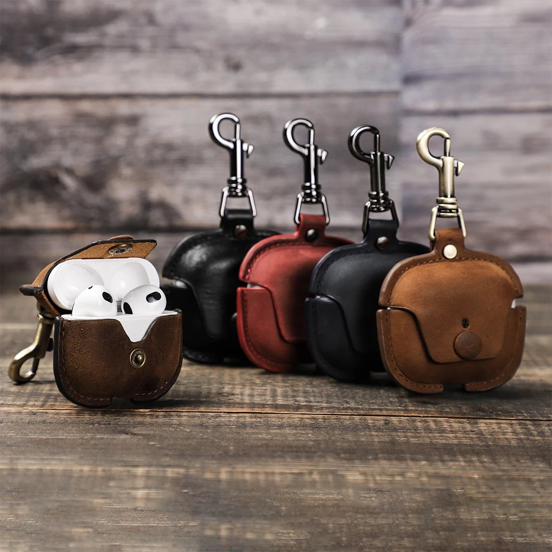 Genuine Leather Cover For Airpods 3 Case 2021 Anti-fall mini bag For Apple AirPod 3 Accessories Wireless Earphone With Keychain images - 6